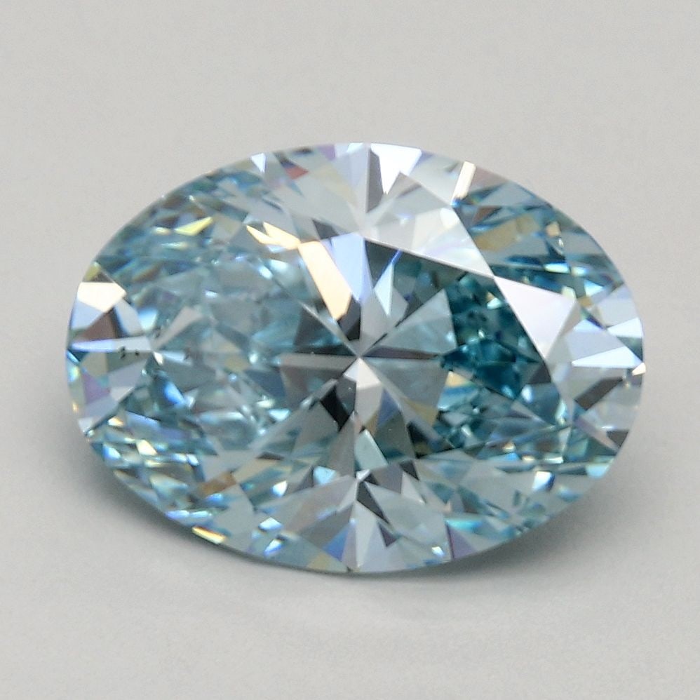 Loose Diamond - OVAL 2.2ct Fancy Intense Greenish Blue SI1: Loose Diamond - OVAL 2.2ct Fancy Intense Greenish Blue SI1 Source: This is a real non-mined Diamond that has been grown in a lab Shape: OVAL Carats: 2.2 Color: Fancy Intense Greenish Blue Certificatio