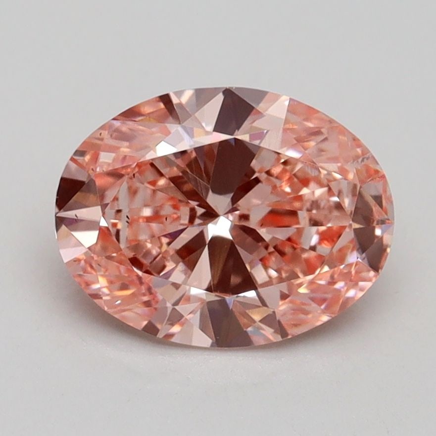 Loose Diamond - OVAL 1.8ct Fancy Intense Orangey Pink SI1: Loose Diamond - OVAL 1.8ct Fancy Intense Orangey Pink SI1 Source: This is a real non-mined Diamond that has been grown in a lab Shape: OVAL Carats: 1.8 Color: Fancy Intense Orangey Pink Certification: