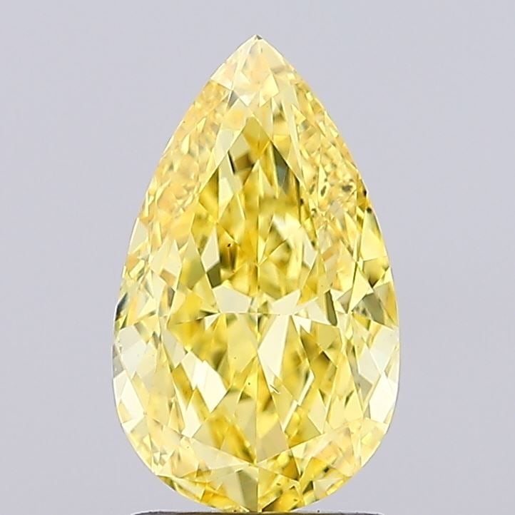 Loose Diamond - PEAR 2.01ct Fancy Vivid Yellow VS2: Loose Diamond - PEAR 2.01ct Fancy Vivid Yellow VS2 Source: This is a real non-mined Diamond that has been grown in a lab Shape: PEAR Carats: 2.01 Color: Fancy Vivid Yellow Certification: IGI Video: