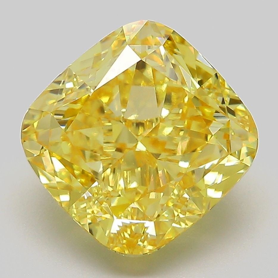 Loose Diamond - CUSHION MODIFIED 5.54ct Fancy Intense Yellow VVS2: Loose Diamond - CUSHION MODIFIED 5.54ct Fancy Intense Yellow VVS2 Source: This is a real non-mined Diamond that has been grown in a lab Shape: CUSHION MODIFIED Carats: 5.54 Color: Fancy Intense Yellow