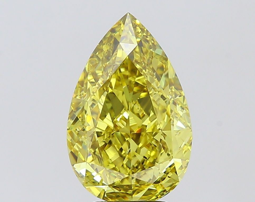Loose Diamond - PEAR 5.1ct Fancy Vivid Yellow VS1: Loose Diamond - PEAR 5.1ct Fancy Vivid Yellow VS1 Source: This is a real non-mined Diamond that has been grown in a lab Shape: PEAR Carats: 5.1 Color: Fancy Vivid Yellow Certification: IGI Video: