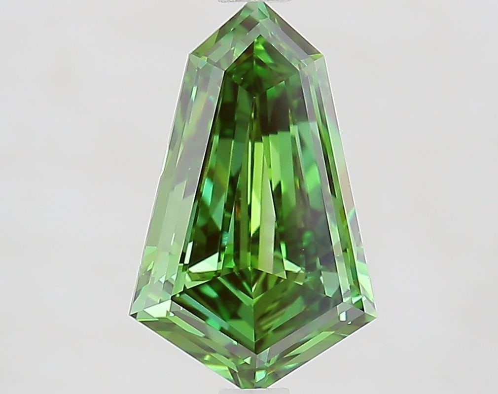 Loose Diamond - HEXAGONAL 2.08ct Fancy Vivid Green VVS2: Loose Diamond - HEXAGONAL 2.08ct Fancy Vivid Green VVS2 Source: This is a real non-mined Diamond that has been grown in a lab Shape: HEXAGONAL Carats: 2.08 Color: Fancy Vivid Green Certification: IGI 