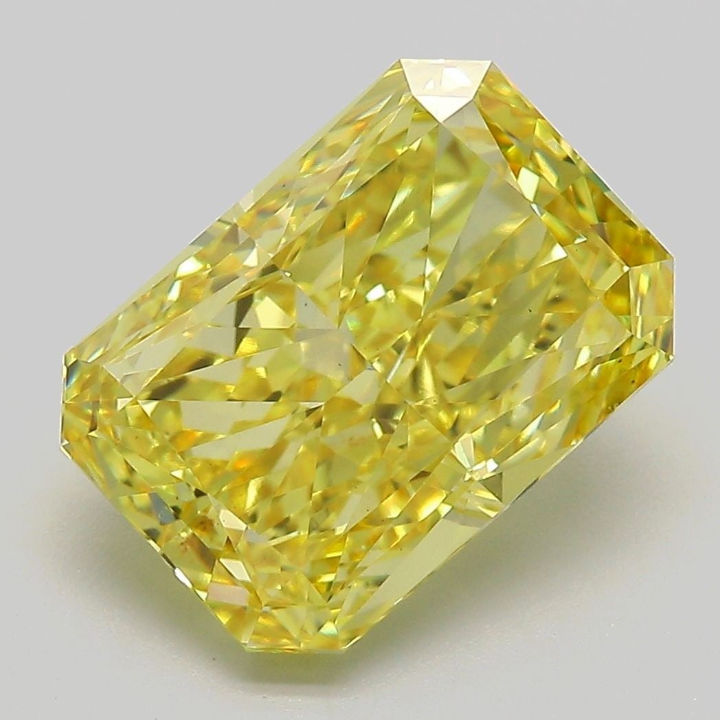Loose Diamond - RADIANT 5.2ct Fancy Vivid Yellow VS1: Loose Diamond - RADIANT 5.2ct Fancy Vivid Yellow VS1 Source: This is a real non-mined Diamond that has been grown in a lab Shape: RADIANT Carats: 5.2 Color: Fancy Vivid Yellow Certification: IGI Video