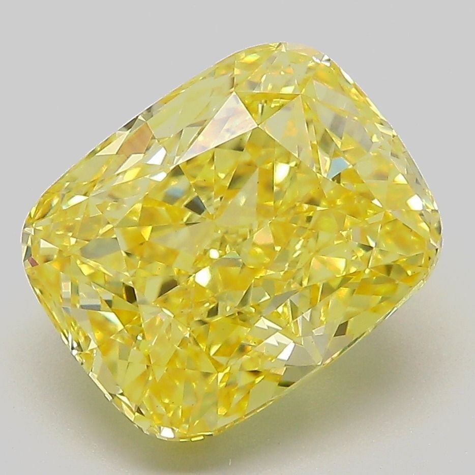 Loose Diamond - CUSHION MODIFIED 5.21ct Fancy Vivid Yellow VS1: Loose Diamond - CUSHION MODIFIED 5.21ct Fancy Vivid Yellow VS1 Source: This is a real non-mined Diamond that has been grown in a lab Shape: CUSHION MODIFIED Carats: 5.21 Color: Fancy Vivid Yellow Cert