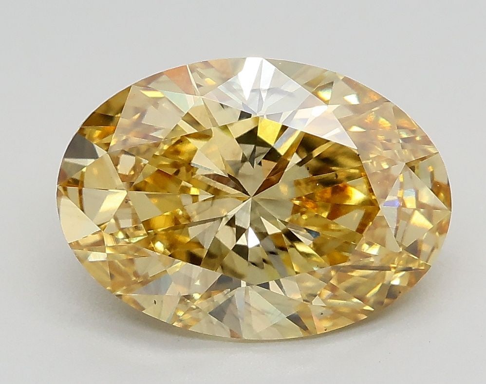 Loose Diamond - OVAL 2.62ct Fancy Intense Yellow SI1: Loose Diamond - OVAL 2.62ct Fancy Intense Yellow SI1 Source: This is a real non-mined Diamond that has been grown in a lab Shape: OVAL Carats: 2.62 Color: Fancy Intense Yellow Certification: IGI Video
