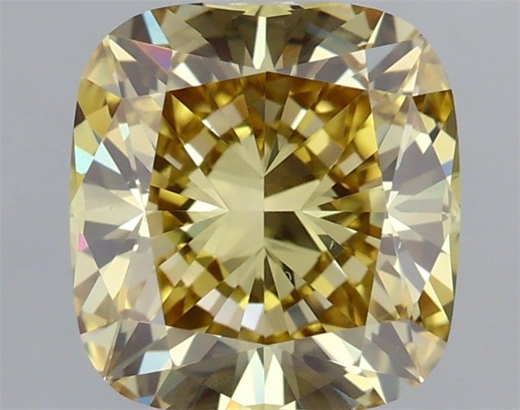 Loose Diamond - CUSHION BRILLIANT 1.17ct Fancy Intense Brownish Yellow VS2: Loose Diamond - CUSHION BRILLIANT 1.17ct Fancy Intense Brownish Yellow VS2 Source: This is a real non-mined Diamond that has been grown in a lab Shape: CUSHION BRILLIANT Carats: 1.17 Color: Fancy Inte