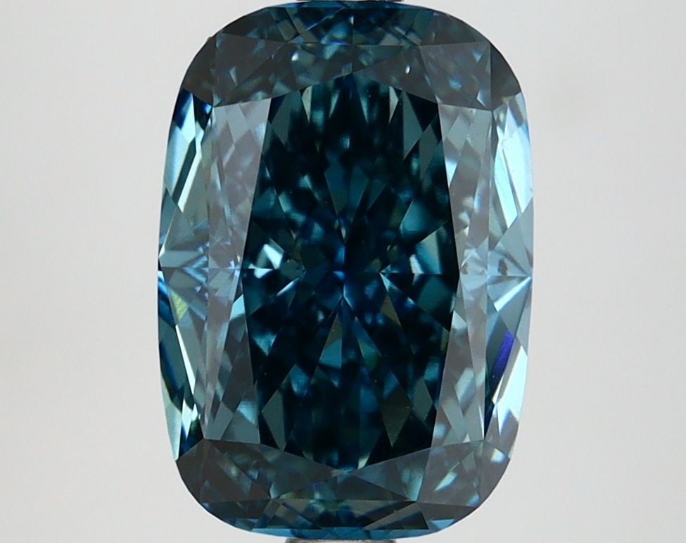Loose Diamond - CUSHION MODIFIED 3.09ct Fancy Deep Green Blue VS1: Loose Diamond - CUSHION MODIFIED 3.09ct Fancy Deep Green Blue VS1 Source: This is a real non-mined Diamond that has been grown in a lab Shape: CUSHION MODIFIED Carats: 3.09 Color: Fancy Deep Green Blu