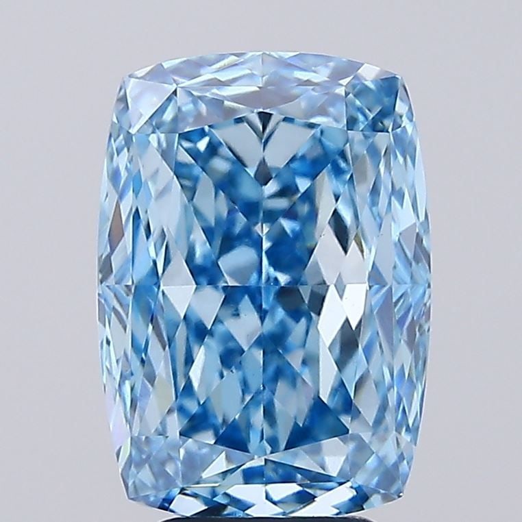 Loose Diamond - CUSHION MODIFIED 5.14ct Fancy Vivid Blue VS1: Loose Diamond - CUSHION MODIFIED 5.14ct Fancy Vivid Blue VS1 Source: This is a real non-mined Diamond that has been grown in a lab Shape: CUSHION MODIFIED Carats: 5.14 Color: Fancy Vivid Blue Certific
