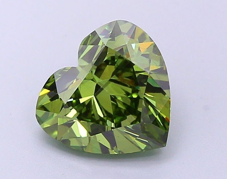 Loose Diamond - HEART 2.2ct Fancy Vivid Green VS1: Loose Diamond - HEART 2.2ct Fancy Vivid Green VS1 Source: This is a real non-mined Diamond that has been grown in a lab Shape: HEART Carats: 2.2 Color: Fancy Vivid Green Certification: IGI Video: