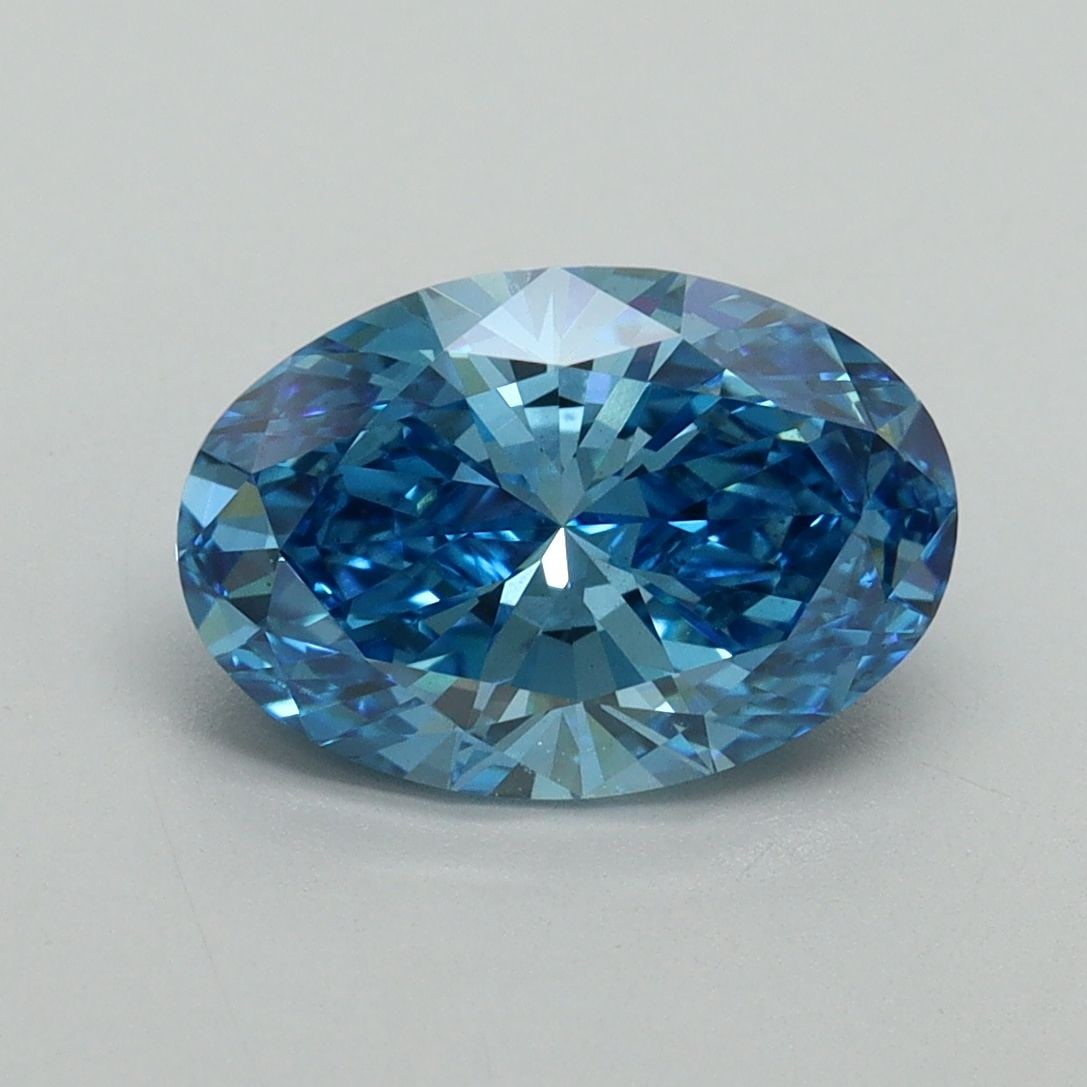 Loose Diamond - OVAL 2.12ct Fancy Vivid Blue VS2: Loose Diamond - OVAL 2.12ct Fancy Vivid Blue VS2 Source: This is a real non-mined Diamond that has been grown in a lab Shape: OVAL Carats: 2.12 Color: Fancy Vivid Blue Certification: IGI Video: