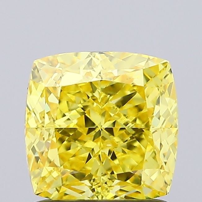 Loose Diamond - CUSHION MODIFIED 1.38ct Fancy Vivid Yellow VS1: Loose Diamond - CUSHION MODIFIED 1.38ct Fancy Vivid Yellow VS1 Source: This is a real non-mined Diamond that has been grown in a lab Shape: CUSHION MODIFIED Carats: 1.38 Color: Fancy Vivid Yellow Cert