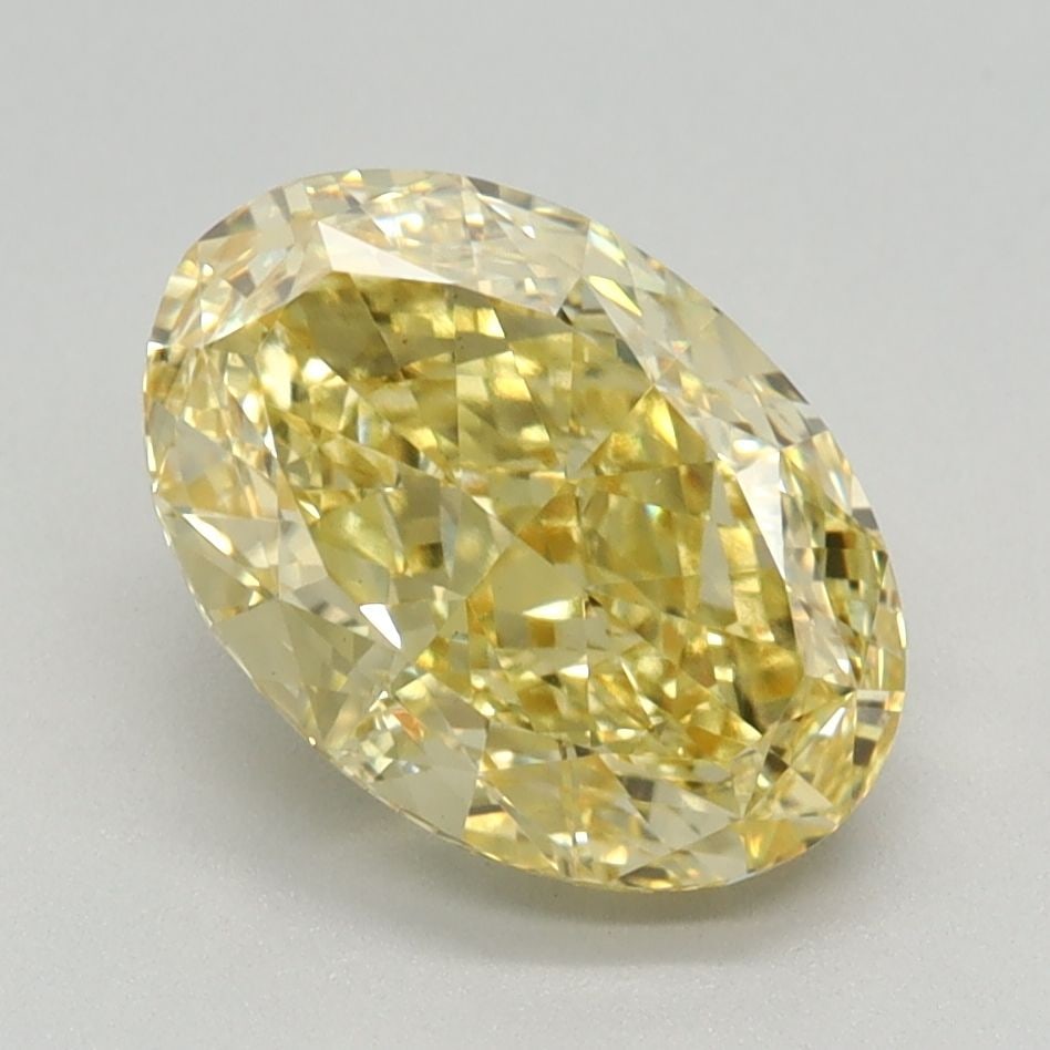 Loose Diamond - OVAL 2.15ct Fancy Vivid Yellow VS1: Loose Diamond - OVAL 2.15ct Fancy Vivid Yellow VS1 Source: This is a real non-mined Diamond that has been grown in a lab Shape: OVAL Carats: 2.15 Color: Fancy Vivid Yellow Certification: IGI Video: