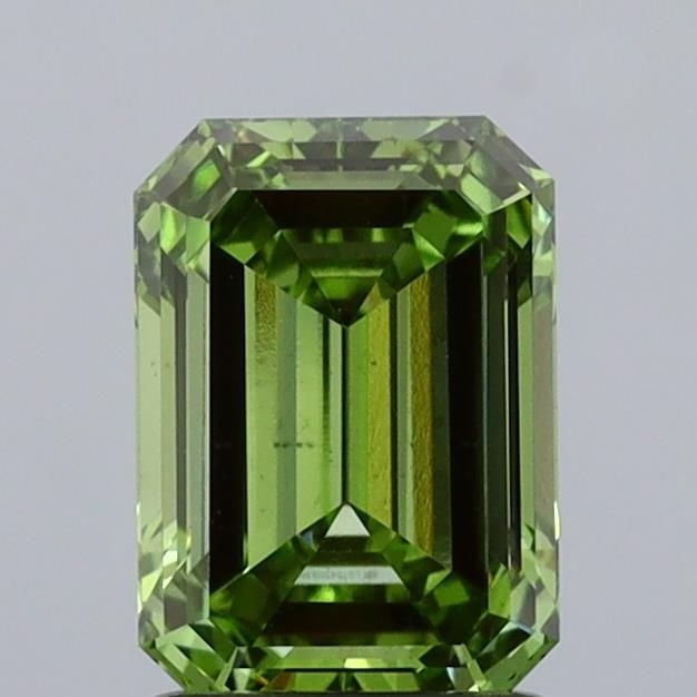 Loose Diamond - EMERALD 1.55ct Fancy Vivid Green VS2: Loose Diamond - EMERALD 1.55ct Fancy Vivid Green VS2 Source: This is a real non-mined Diamond that has been grown in a lab Shape: EMERALD Carats: 1.55 Color: Fancy Vivid Green Certification: IGI Video