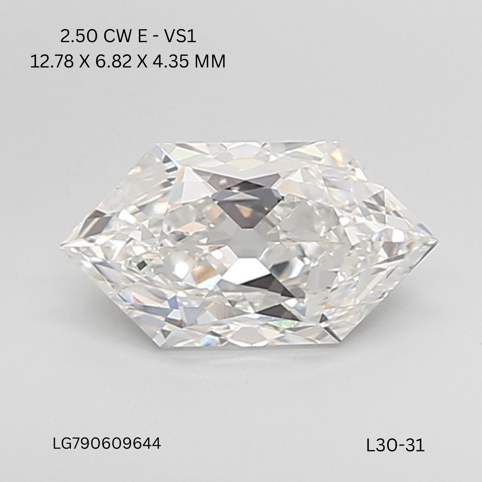 Loose Diamond - HEXAGONAL 2.5ct E VS1: Loose Diamond - HEXAGONAL 2.5ct E VS1 Source: This is a real non-mined Diamond that has been grown in a lab Shape: HEXAGONAL Carats: 2.5 Color: E Clarity: VS1 Certification: IGI The Diamond Depot Guar