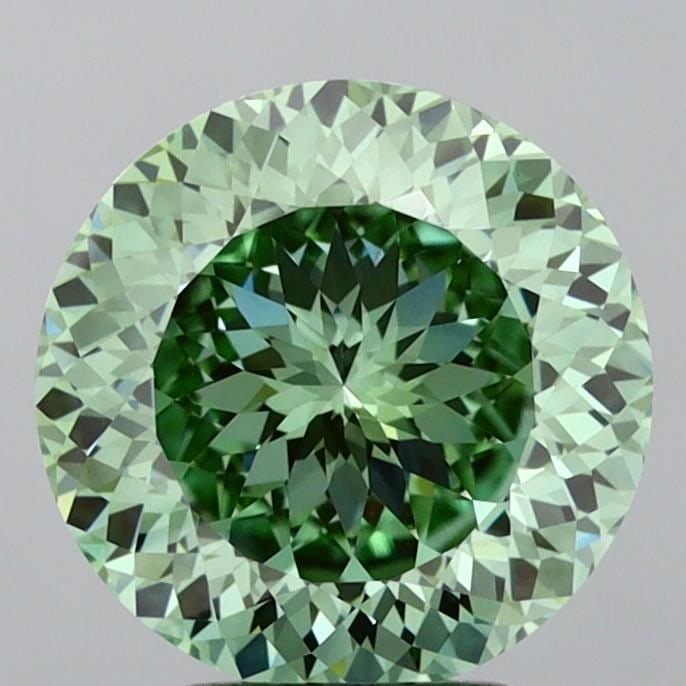 Loose Diamond - ROUND 4.02ct Fancy Vivid Green VVS2: Loose Diamond - ROUND 4.02ct Fancy Vivid Green VVS2 Source: This is a real non-mined Diamond that has been grown in a lab Shape: ROUND Carats: 4.02 Color: Fancy Vivid Green Certification: IGI Video: