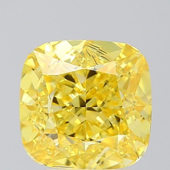 Loose Diamond - CUSHION MODIFIED 3.0ct Fancy Vivid Yellow VS2: Loose Diamond - CUSHION MODIFIED 3.0ct Fancy Vivid Yellow VS2 Source: This is a real non-mined Diamond that has been grown in a lab Shape: CUSHION MODIFIED Carats: 3.0 Color: Fancy Vivid Yellow Certif