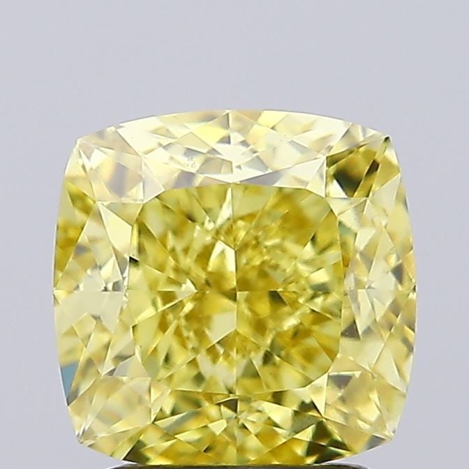 Loose Diamond - CUSHION MODIFIED 2.51ct Fancy Intense Yellow VS1: Loose Diamond - CUSHION MODIFIED 2.51ct Fancy Intense Yellow VS1 Source: This is a real non-mined Diamond that has been grown in a lab Shape: CUSHION MODIFIED Carats: 2.51 Color: Fancy Intense Yellow 