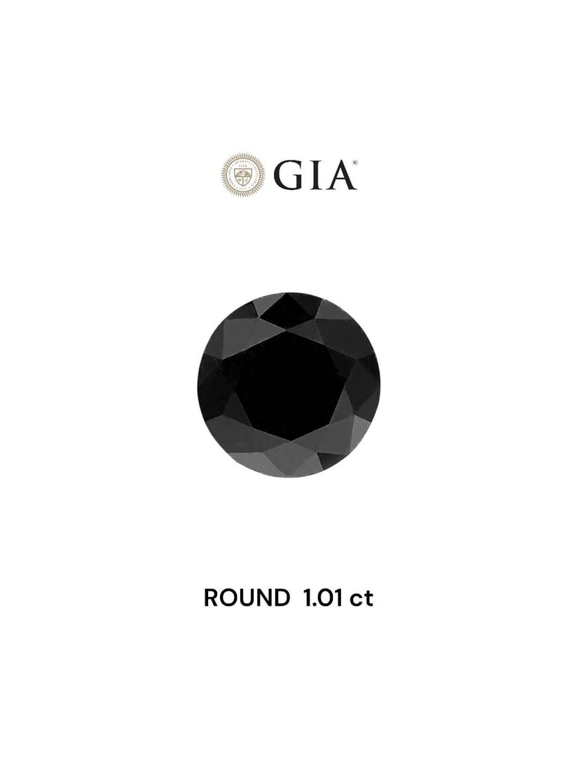 Loose Diamond - ROUND 1.01ct Fancy Black VVS2: Loose Diamond - ROUND 1.01ct Fancy Black VVS2 Source: Natural Shape: ROUND Carats: 1.01 Color: Fancy Black Certification: GIA Video: Video Link The Diamond Depot Guarantee: All items in this auction