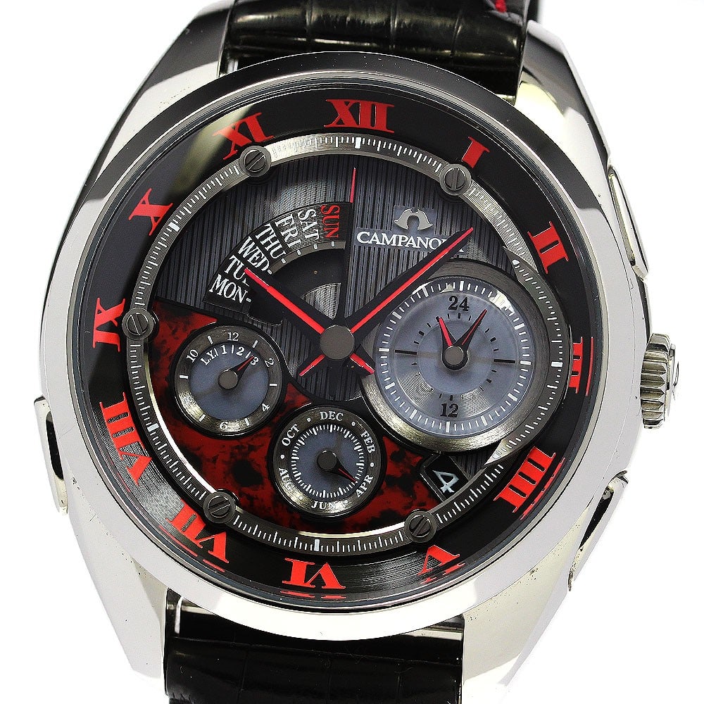 Citizen Campanola Earth Flame quartz chronograph wristwatch: Citizen Campanola Earth Flame quartz chronograph wristwatch This Citizen Campanola Tsuchinohora (Earth Flame) wristwatch features a stainless steel case and a leather strap, designed for men. The watc