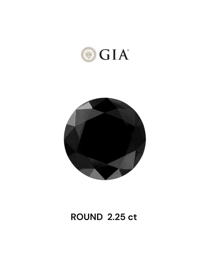 Loose Diamond - ROUND 2.25ct Fancy Black VVS2: Loose Diamond - ROUND 2.25ct Fancy Black VVS2 Source: Natural Shape: ROUND Carats: 2.25 Color: Fancy Black Certification: GIA Video: