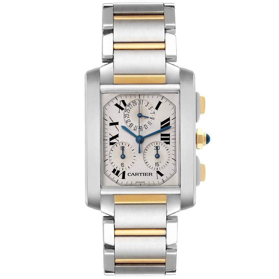 Cartier Tank Francaise Chronograph 2303 Two Tone Bracelet White Roman Dial (1 of 4)