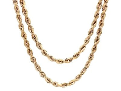 14k Yellow Gold Rope Link Necklace 24 Inch Barrel Clasp (1 of 8)