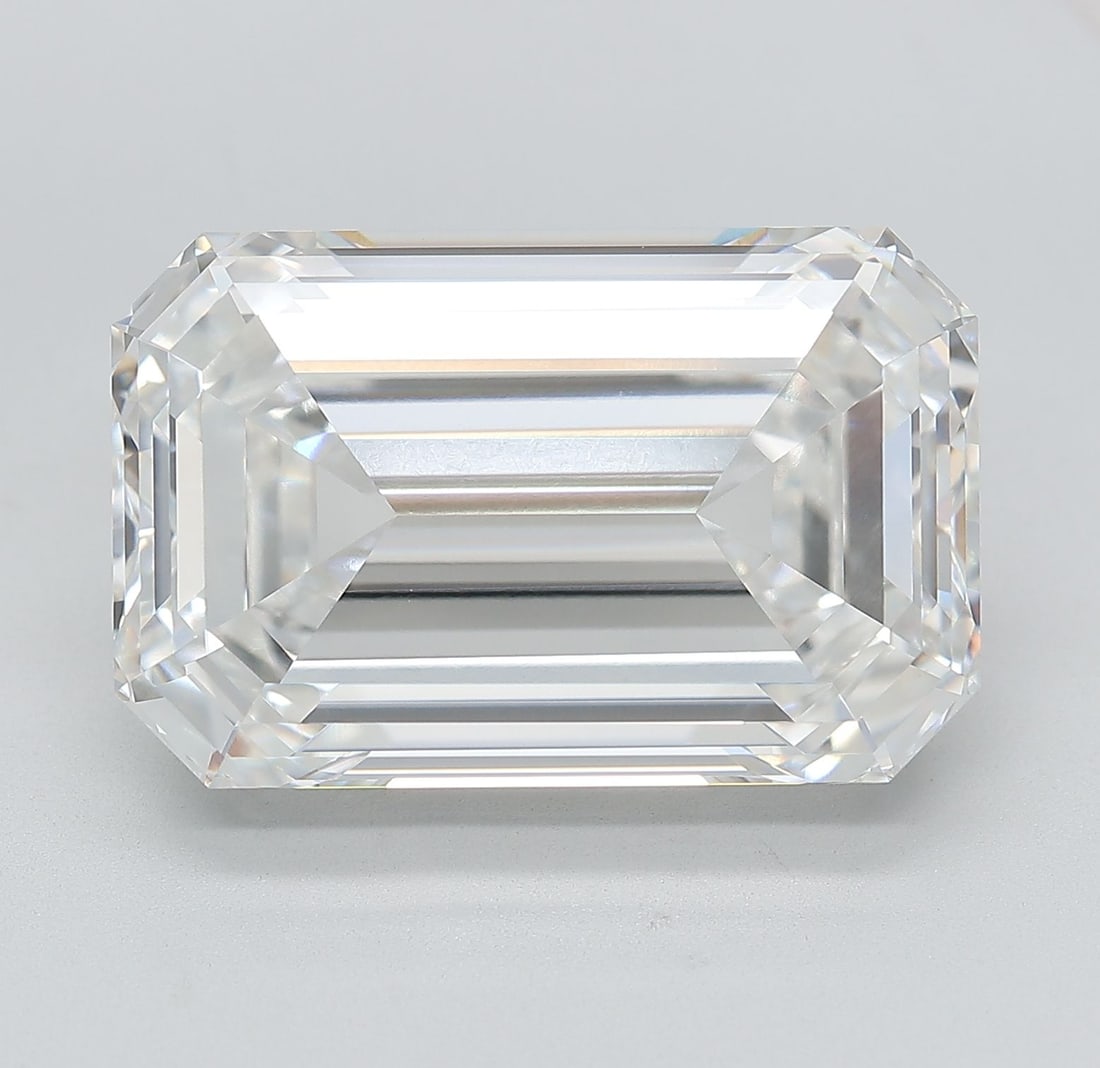Loose Diamond - EMERALD 15.4ct E VVS2: Loose Diamond - EMERALD 15.4ct E VVS2 Source: This is a real non-mined Diamond that has been grown in a lab Shape: EMERALD Carats: 15.4 Color: E Clarity: VVS2 Certification: IGI Video: