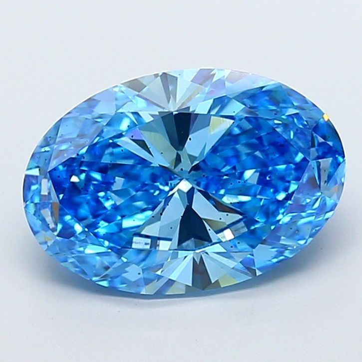 Loose Diamond - OVAL 5.02ct Fancy Vivid Blue SI1: Loose Diamond - OVAL 5.02ct Fancy Vivid Blue SI1 Source: This is a real non-mined Diamond that has been grown in a lab Shape: OVAL Carats: 5.02 Color: Fancy Vivid Blue Certification: IGI Video: