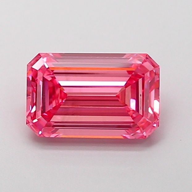 Loose Diamond - EMERALD 1.61ct Fancy Vivid Pink VVS2: Loose Diamond - EMERALD 1.61ct Fancy Vivid Pink VVS2 Source: This is a real non-mined Diamond that has been grown in a lab Shape: EMERALD Carats: 1.61 Color: Fancy Vivid Pink Certification: IGI Video: