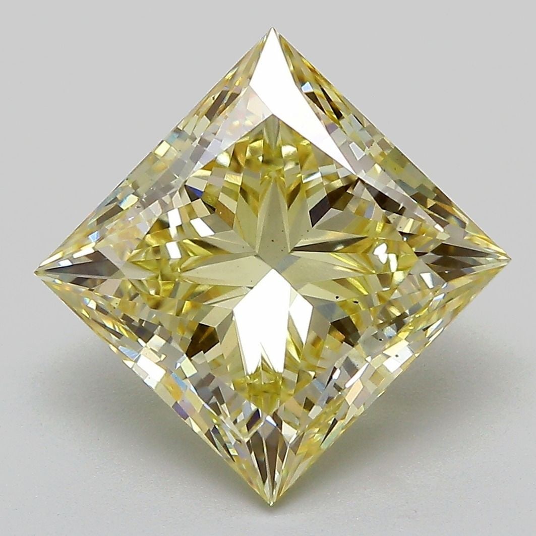 Loose Diamond - PRINCESS 5.55ct Fancy Light Yellow VS2: Loose Diamond - PRINCESS 5.55ct Fancy Light Yellow VS2 Source: This is a real non-mined Diamond that has been grown in a lab Shape: PRINCESS Carats: 5.55 Color: Fancy Light Yellow Certification: IGI V