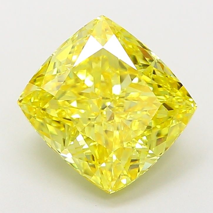 Loose Diamond - CUSHION MODIFIED 4.03ct Fancy Vivid Yellow VS1: Loose Diamond - CUSHION MODIFIED 4.03ct Fancy Vivid Yellow VS1 Source: This is a real non-mined Diamond that has been grown in a lab Shape: CUSHION MODIFIED Carats: 4.03 Color: Fancy Vivid Yellow Cert
