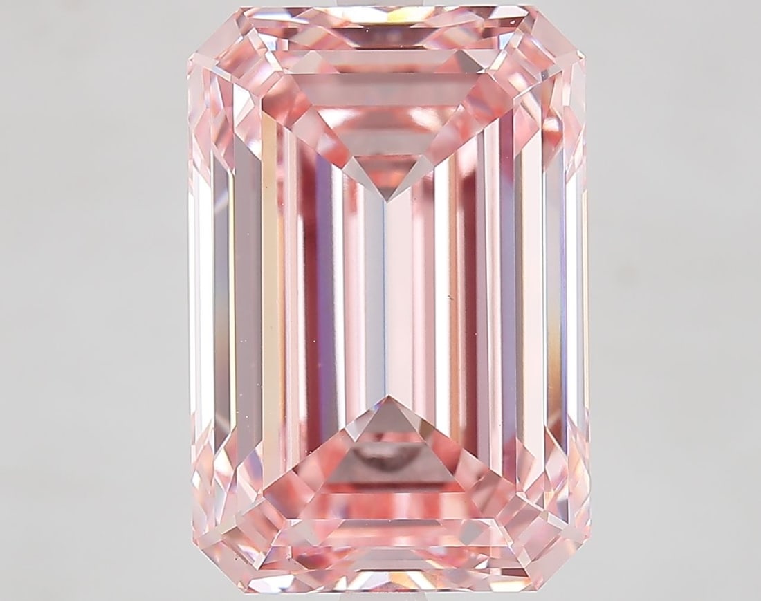Loose Diamond - EMERALD 10.27ct Fancy Intense Pink VS1: Loose Diamond - EMERALD 10.27ct Fancy Intense Pink VS1 Source: This is a real non-mined Diamond that has been grown in a lab Shape: EMERALD Carats: 10.27 Color: Fancy Intense Pink Certification: IGI V