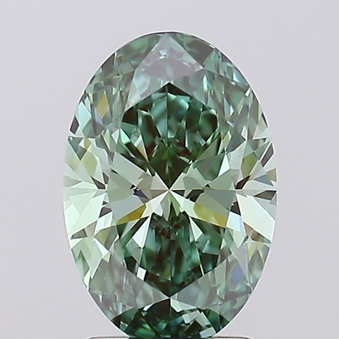 Loose Diamond - OVAL 2.02ct Fancy Vivid Green VVS2: Loose Diamond - OVAL 2.02ct Fancy Vivid Green VVS2 Source: This is a real non-mined Diamond that has been grown in a lab Shape: OVAL Carats: 2.02 Color: Fancy Vivid Green Certification: IGI Video: