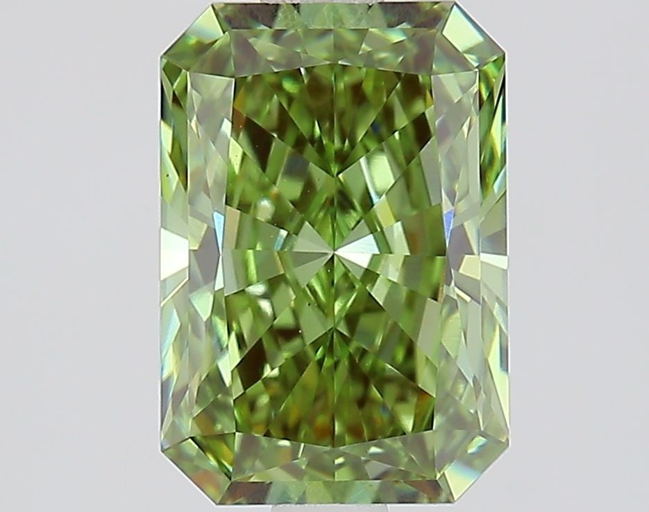 Loose Diamond - RADIANT 1.81ct Fancy Vivid Green VVS2: Loose Diamond - RADIANT 1.81ct Fancy Vivid Green VVS2 Source: This is a real non-mined Diamond that has been grown in a lab Shape: RADIANT Carats: 1.81 Color: Fancy Vivid Green Certification: IGI Vide
