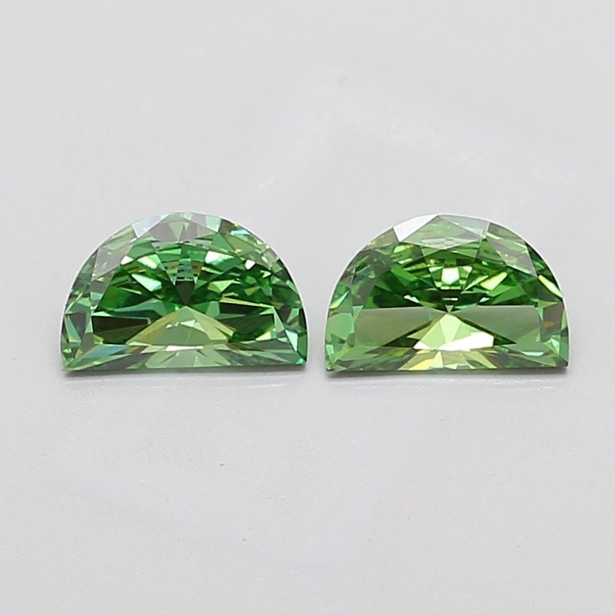 Loose Diamond - HALF MOON 0.43ct Fancy Vivid Green VS1: Loose Diamond - HALF MOON 0.43ct Fancy Vivid Green VS1 Source: This is a real non-mined Diamond that has been grown in a lab Shape: HALF MOON Carats: 0.43 Color: Fancy Vivid Green Certification: IGI V