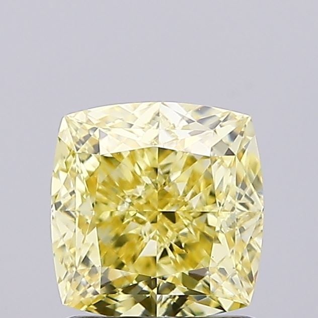 Loose Diamond - CUSHION MODIFIED 1.22ct Fancy Intense Yellow VS1: Loose Diamond - CUSHION MODIFIED 1.22ct Fancy Intense Yellow VS1 Source: This is a real non-mined Diamond that has been grown in a lab Shape: CUSHION MODIFIED Carats: 1.22 Color: Fancy Intense Yellow