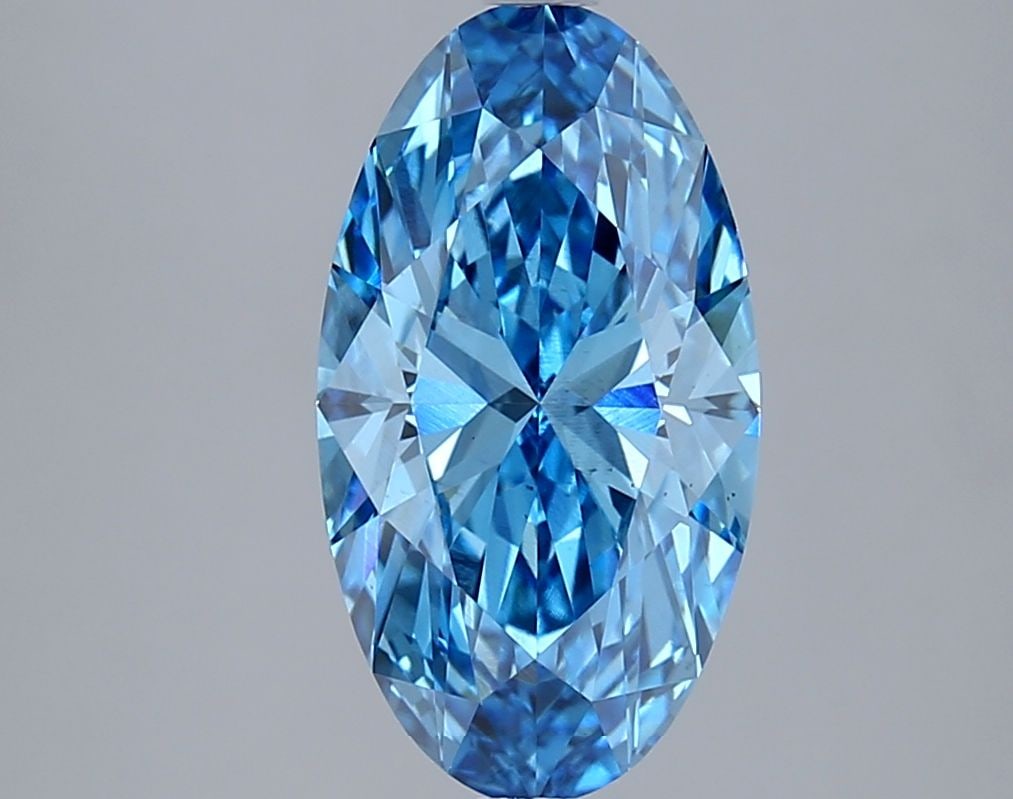 Loose Diamond - OVAL 3.01ct Fancy Vivid Blue VS2: Loose Diamond - OVAL 3.01ct Fancy Vivid Blue VS2 Source: This is a real non-mined Diamond that has been grown in a lab Shape: OVAL Carats: 3.01 Color: Fancy Vivid Blue Certification: IGI Video: