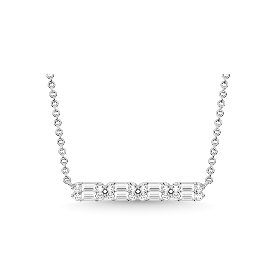 14K White Gold Diamond 1/4 Ct.Tw. Fashion Necklace: 14K White Gold Diamond 1/4 Ct.Tw. Fashion Necklace 14k White Gold Stone Color: G-h Stone Clarity: I1 Unless otherwise specified, pendants that include a chain are paired with our standard 18-inch