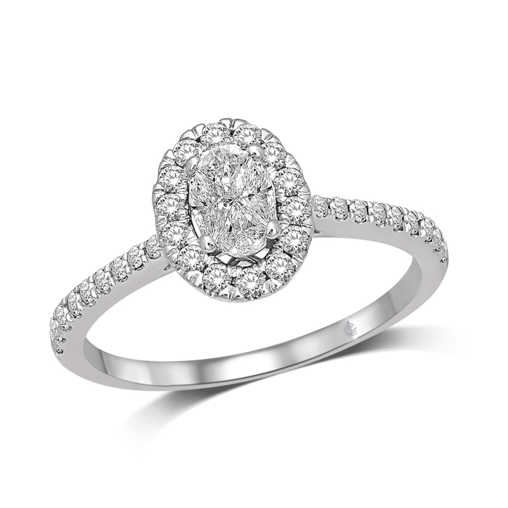 Lovecuts 14K White Gold 9/10 Ct.Tw. Diamond Engagement Ring: Lovecuts 14K White Gold 9/10 Ct.Tw. Diamond Engagement Ring Fashioned In 14K White Gold, This Twist Shank Engagement Ring Feature Oval Shape Solitaire Which Gives Perceived Look And Frame Of Smaller