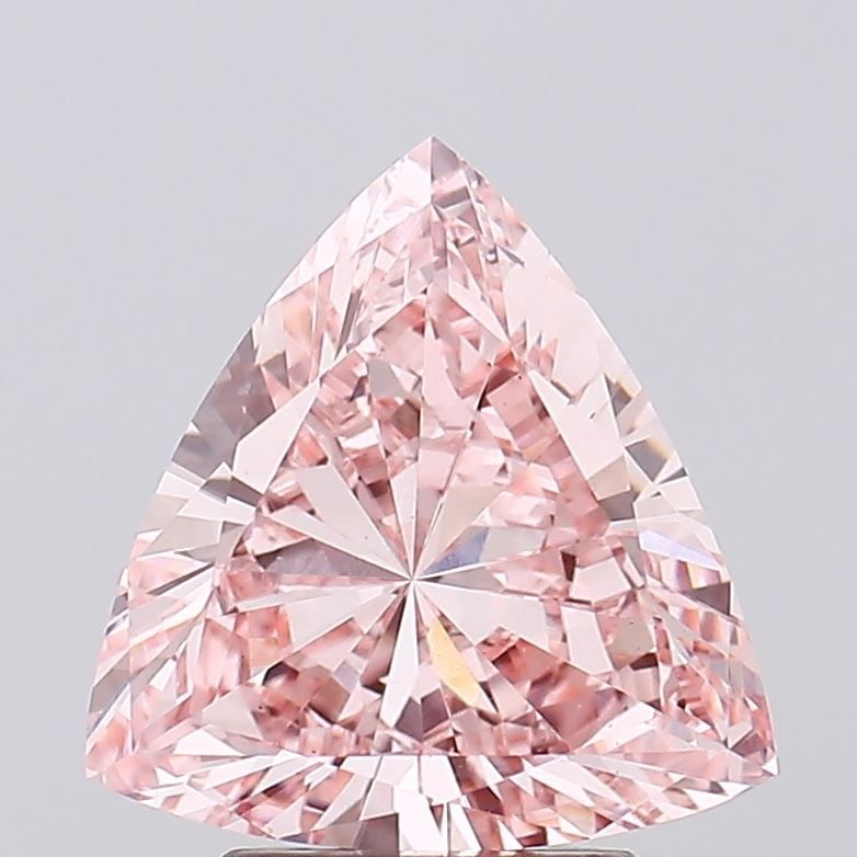 Loose Diamond - TRIANGULAR 2.5ct Fancy Vivid Pink VS1: Loose Diamond - TRIANGULAR 2.5ct Fancy Vivid Pink VS1 Source: This is a real non-mined Diamond that has been grown in a lab Shape: TRIANGULAR Carats: 2.5 Color: Fancy Vivid Pink Certification: IGI