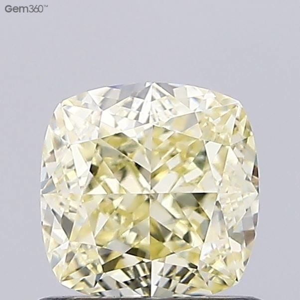 Loose Diamond - CUSHION BRILLIANT 1.03ct Fancy Light Yellow VS1: Loose Diamond - CUSHION BRILLIANT 1.03ct Fancy Light Yellow VS1 Source: This is a real non-mined Diamond that has been grown in a lab Shape: CUSHION BRILLIANT Carats: 1.03 Color: Fancy Light Yellow Ce