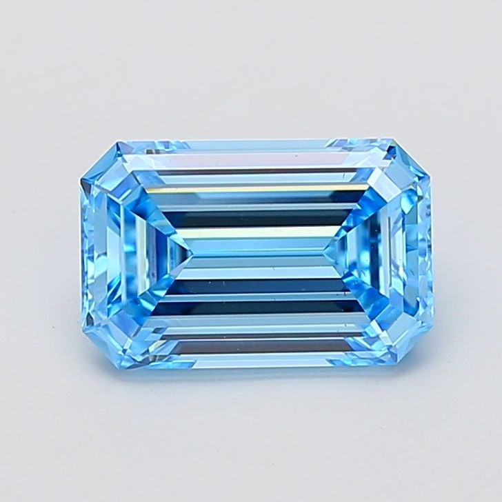 Loose Diamond - EMERALD 3.02ct Fancy Vivid Blue VS2: Loose Diamond - EMERALD 3.02ct Fancy Vivid Blue VS2 Source: This is a real non-mined Diamond that has been grown in a lab Shape: EMERALD Carats: 3.02 Color: Fancy Vivid Blue Certification: IGI Video: