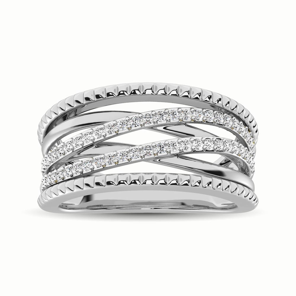 14K White Gold 1/3 Ct.Tw. Diamond Fashion Ring: 14K White Gold 1/3 Ct.Tw. Diamond Fashion Ring This stunning ring is available in 14K White Gold. There are 46 round diamonds with a total carat weight of 1/3 Ct.Tw. set in a Prong setting. 14k White