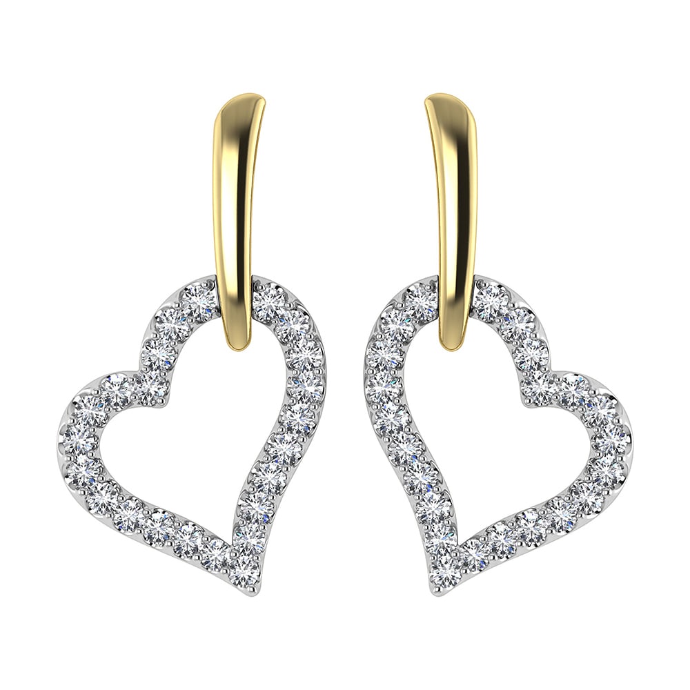 10K Yellow Gold 1/5 Ct.Tw. Diamond Heart Earrings (1 of 3)