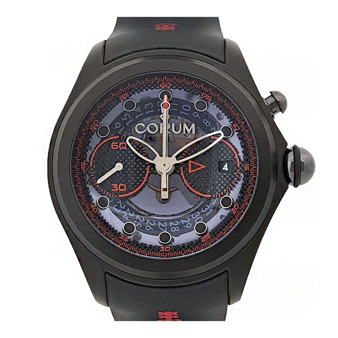 Corum Big Bubble 52 Titanium Automatic Chronograph Limited 99 Piece Watch: Corum Big Bubble 52 Titanium Automatic Chronograph Limited 99 Piece Watch This Corum Big Bubble 52 Centro One-Push Chronograph is a limited edition men's wristwatch, with only 99 pieces produced. The 