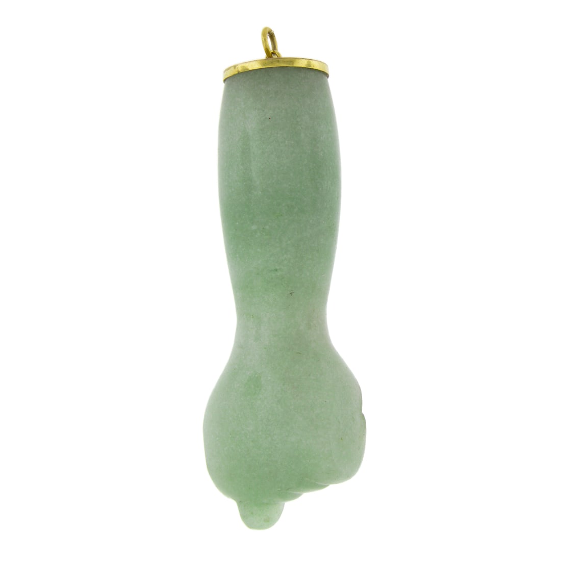 Vintage 14k Yellow Gold Green Jade Figa Hand Charm Pendant (1 of 6)