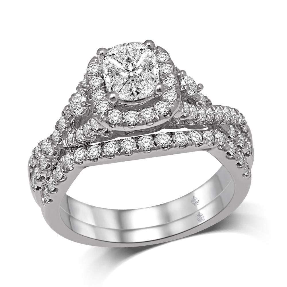 Lovecuts 14K White Gold 1 1/2 Ct.Tw. Diamond Bridal Ring: Lovecuts 14K White Gold 1 1/2 Ct.Tw. Diamond Bridal Ring This stunning Bridal ring is available in 14K White Gold. There are 73 round diamonds with a total carat weight of 1 1/2 Ct.Tw. set in a micro 