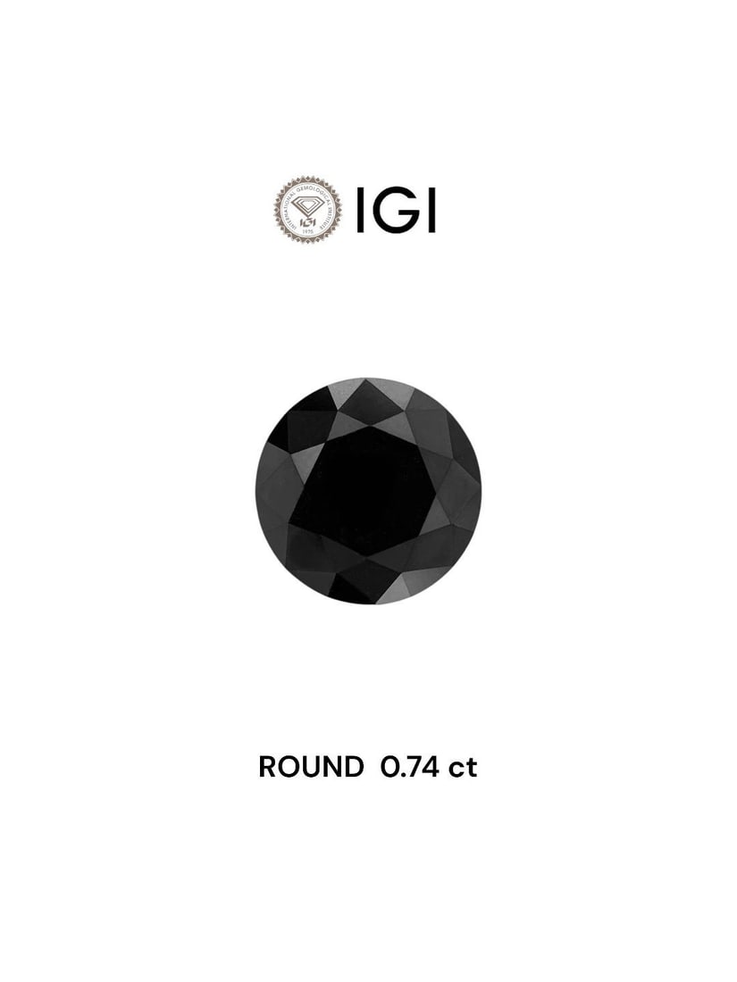 Loose Diamond - ROUND 0.74ct Black: Loose Diamond - ROUND 0.74ct Black Source: Natural Shape: ROUND Carats: 0.74 Color: Black Certification: IGI Video: