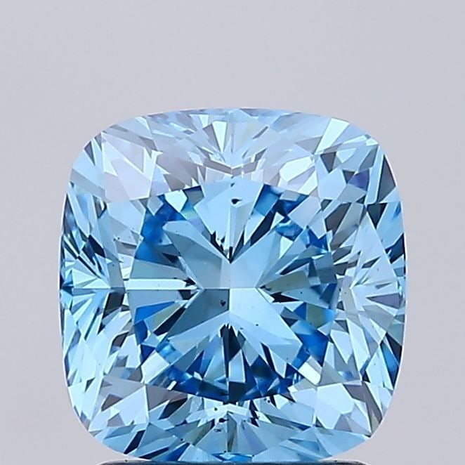 Loose Diamond - CUSHION MODIFIED 2.03ct Fancy Vivid Blue VS2: Loose Diamond - CUSHION MODIFIED 2.03ct Fancy Vivid Blue VS2 Source: This is a real non-mined Diamond that has been grown in a lab Shape: CUSHION MODIFIED Carats: 2.03 Color: Fancy Vivid Blue Certific