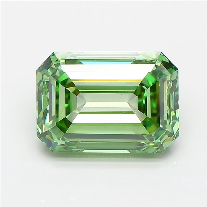 Loose Diamond - EMERALD 3.51ct Fancy Vivid Green VS1: Loose Diamond - EMERALD 3.51ct Fancy Vivid Green VS1 Source: This is a real non-mined Diamond that has been grown in a lab Shape: EMERALD Carats: 3.51 Color: Fancy Vivid Green Certification: IGI Video